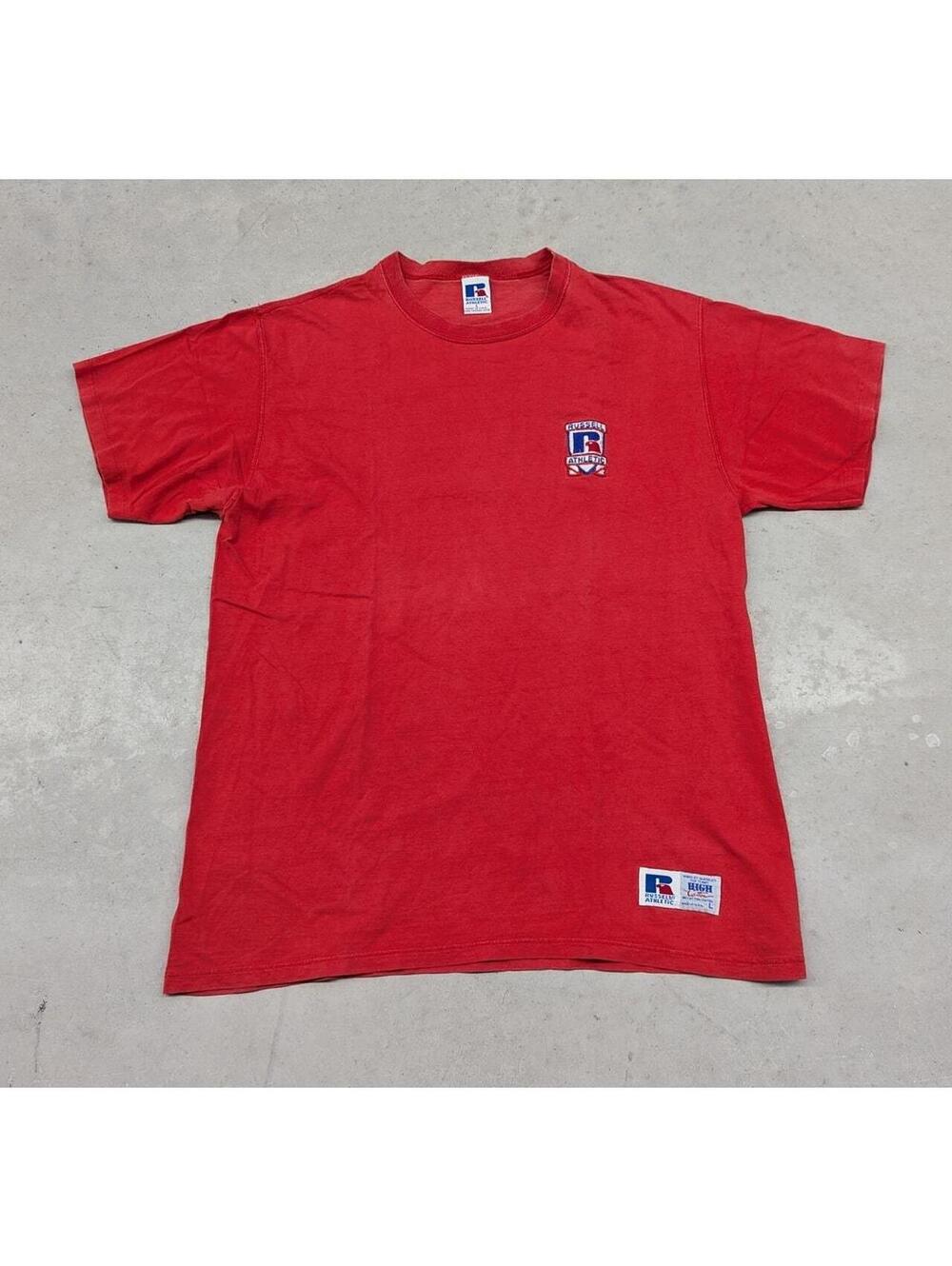 Vintage 90s Russel Made in the USA Branded Red t-shirt